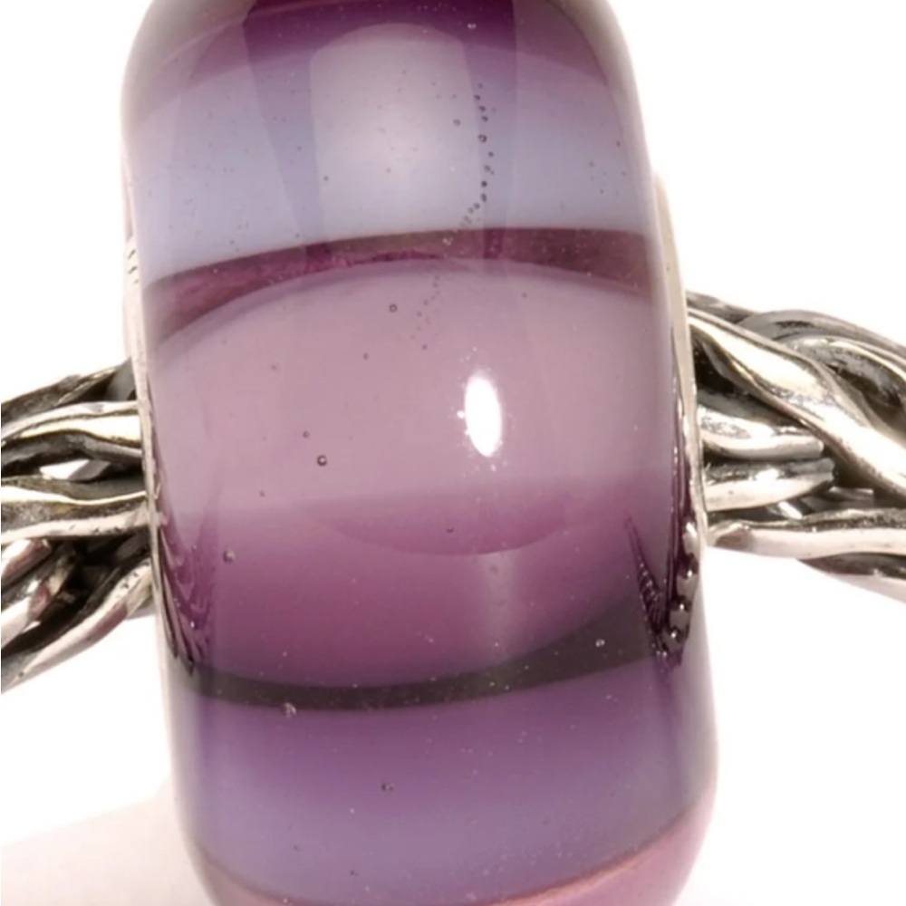 NWOT Trollbeads Purple Stripes Glass Bead ONLY 61333 Charm Bracelet Collectible